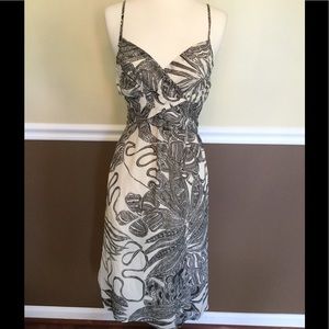 Theory Black Ivory Cream Faux Wrap Floral Sundress